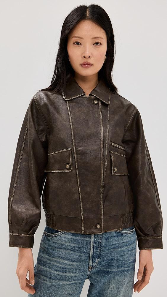 Moon River Neck Collar Faux Leather Jacket | Shopbop Product Image