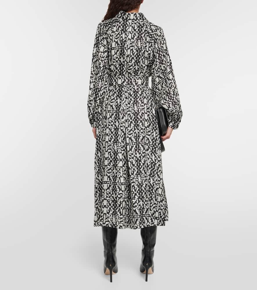 MAX MARA Alpe Printed Silk Midi Dress In Bianco_nero Product Image