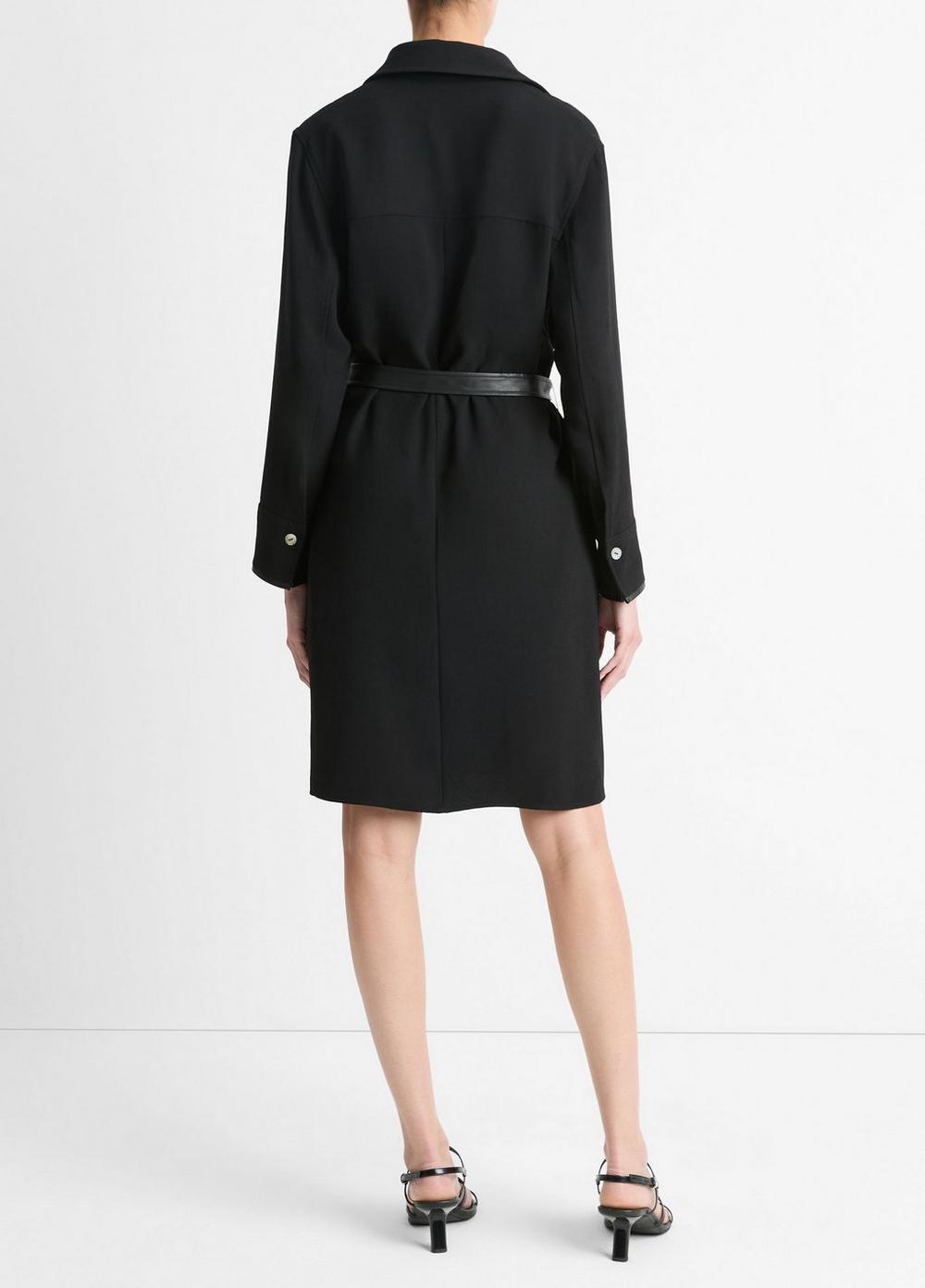 Faux Leather-Trim Shirt Dress Product Image