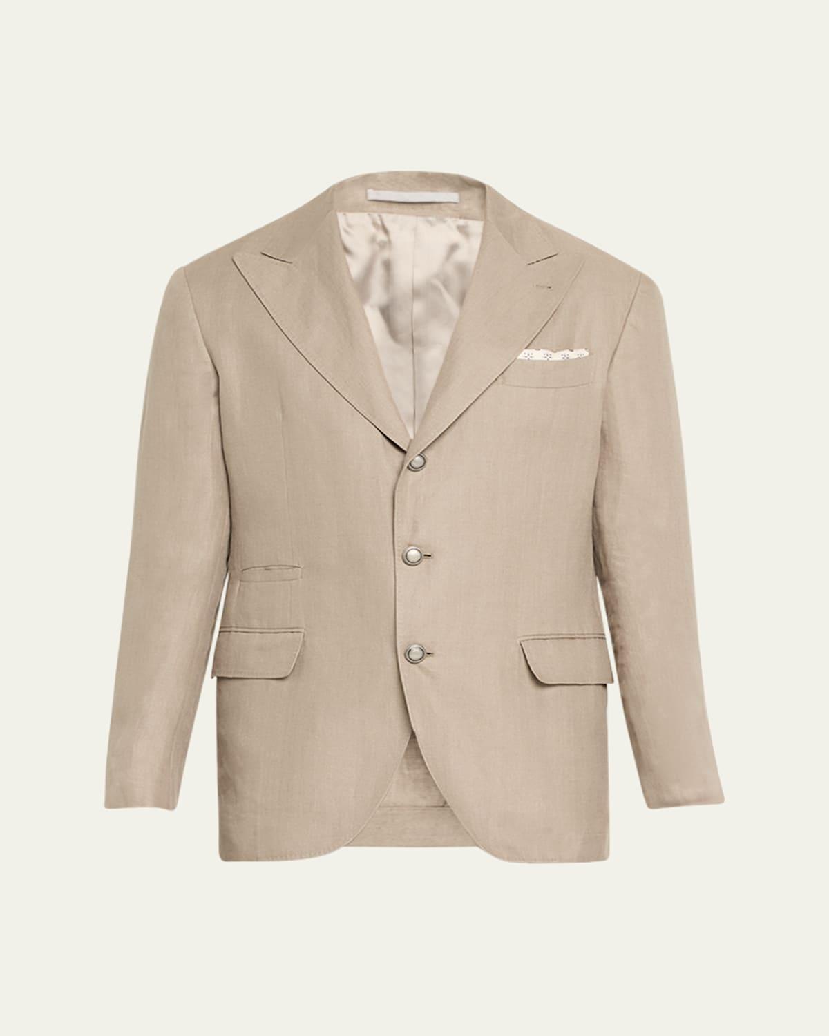 Mens Linen Peak-Lapel Two-Piece Suit Product Image