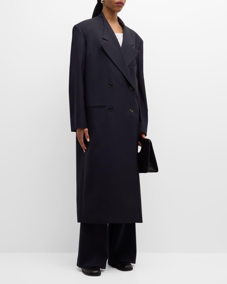 Indra Double-Breasted Long Wool Coat Product Image