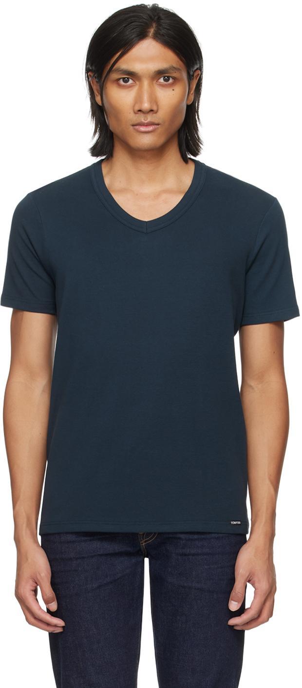 Navy V-neck T-shirt Product Image