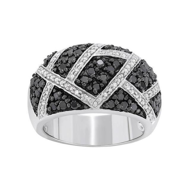 Jewelexcess 1 Carat T.W. Black and White Diamond Sterling Silver Geometric Ring, Womens Product Image