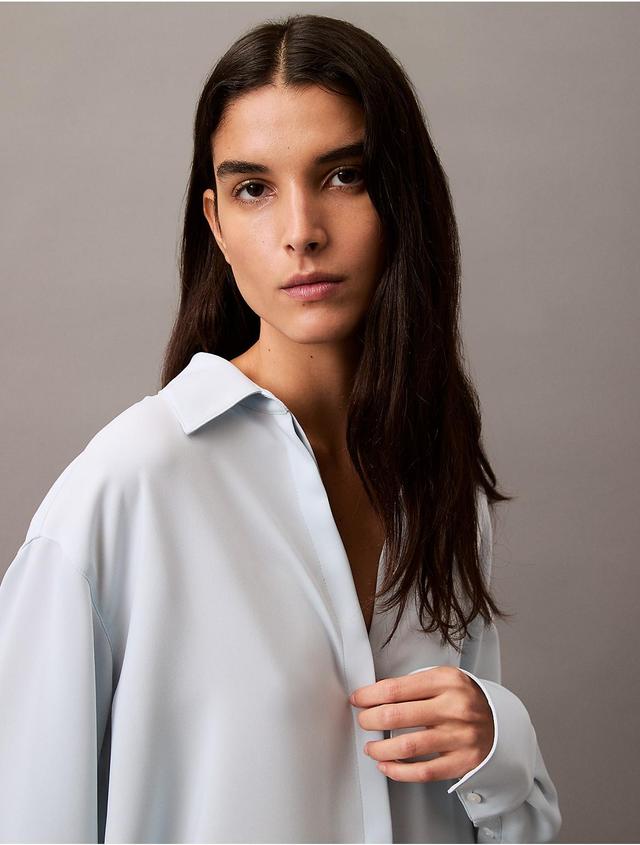 Calvin Klein Womens Classic Button-Down Tunic Shirt - White - M Product Image