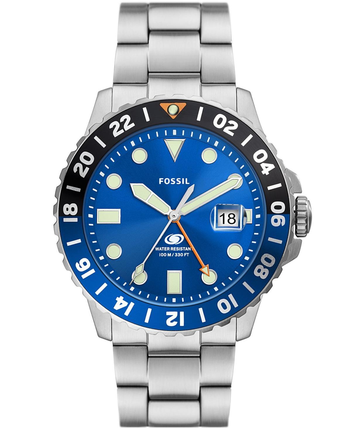 Fossil Mens Fossil Blue Gmt Stainless Steel Watch, 46mm Product Image