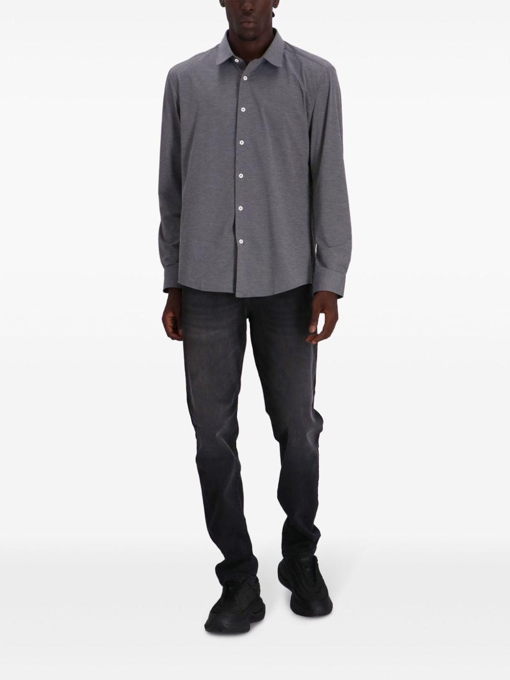 Slim-fit Performance-stretch Jersey Melange Shirt In Grey Product Image