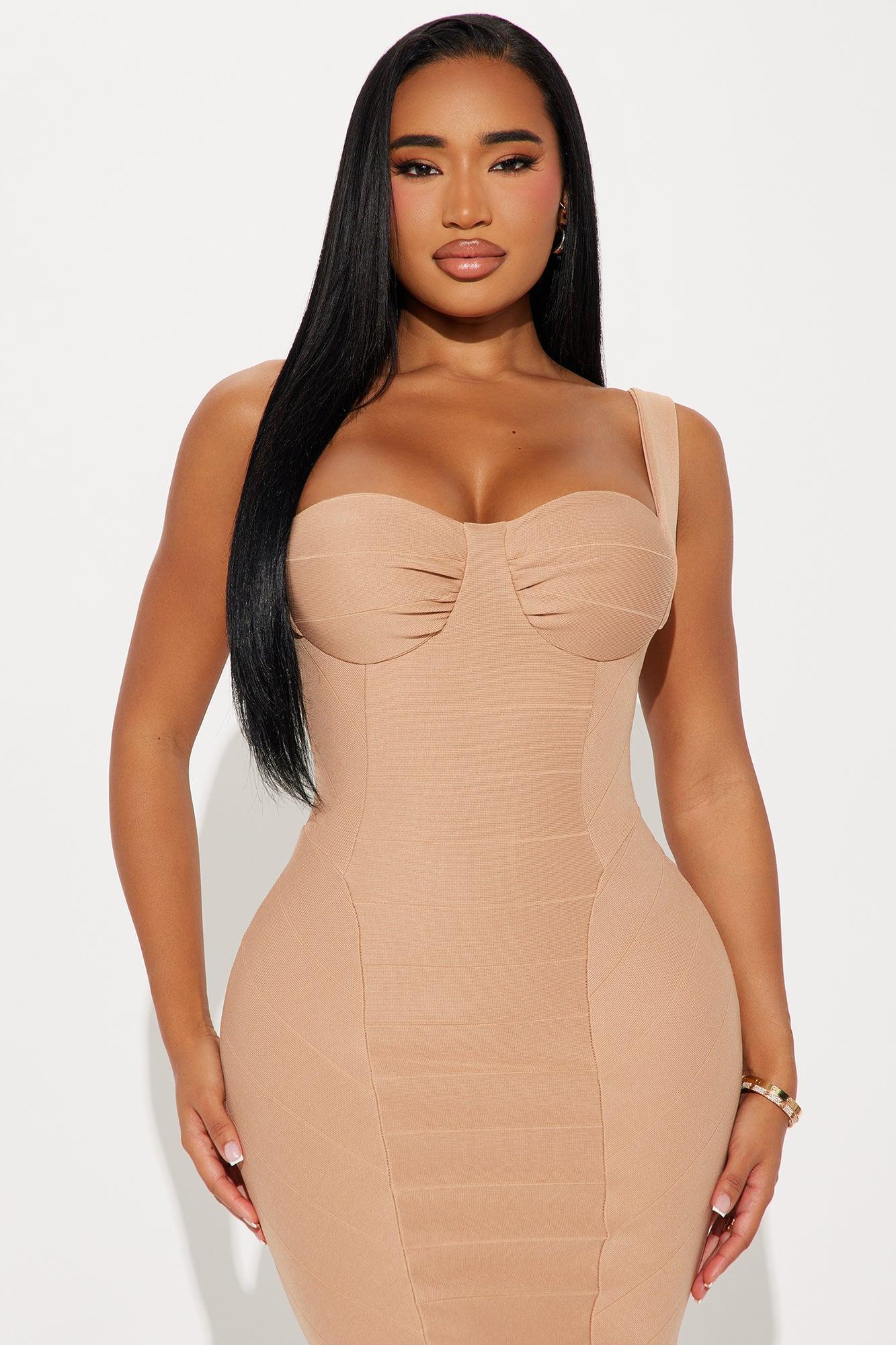 Lyla Ribbed Midi Dress - Mocha Product Image