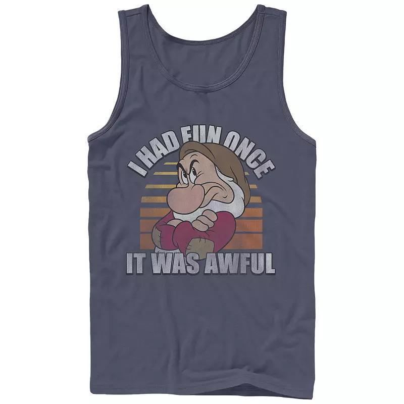 Disneys Snow White Grumpy Had Fun Once Mens Graphic Tank Top Athletic Grey Product Image