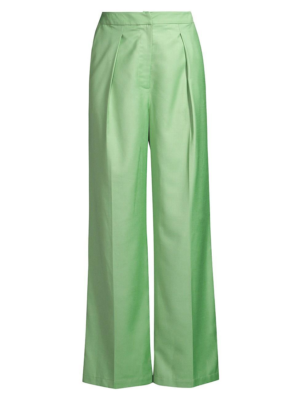 Womens Pleated Straight-Leg Pants Product Image