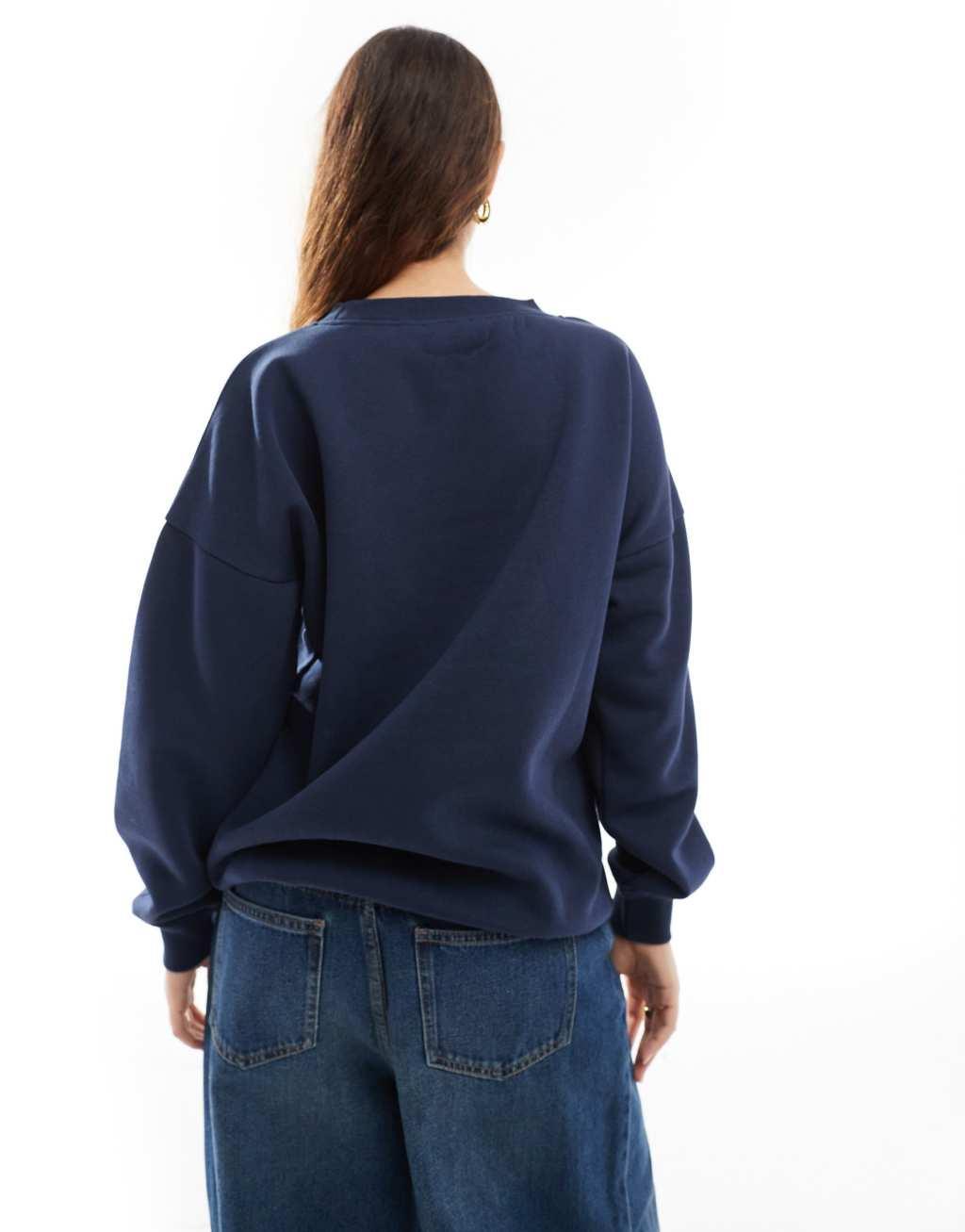 Daisy Street oversized sweatshirt in navy with contrast embroidery Product Image