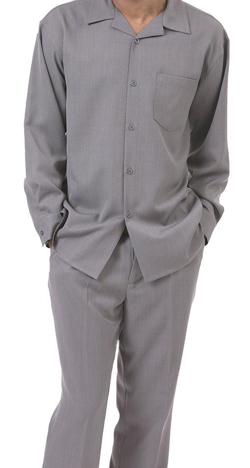 Men's 2 Piece Long Sleeve Walking Suit in Gray Product Image