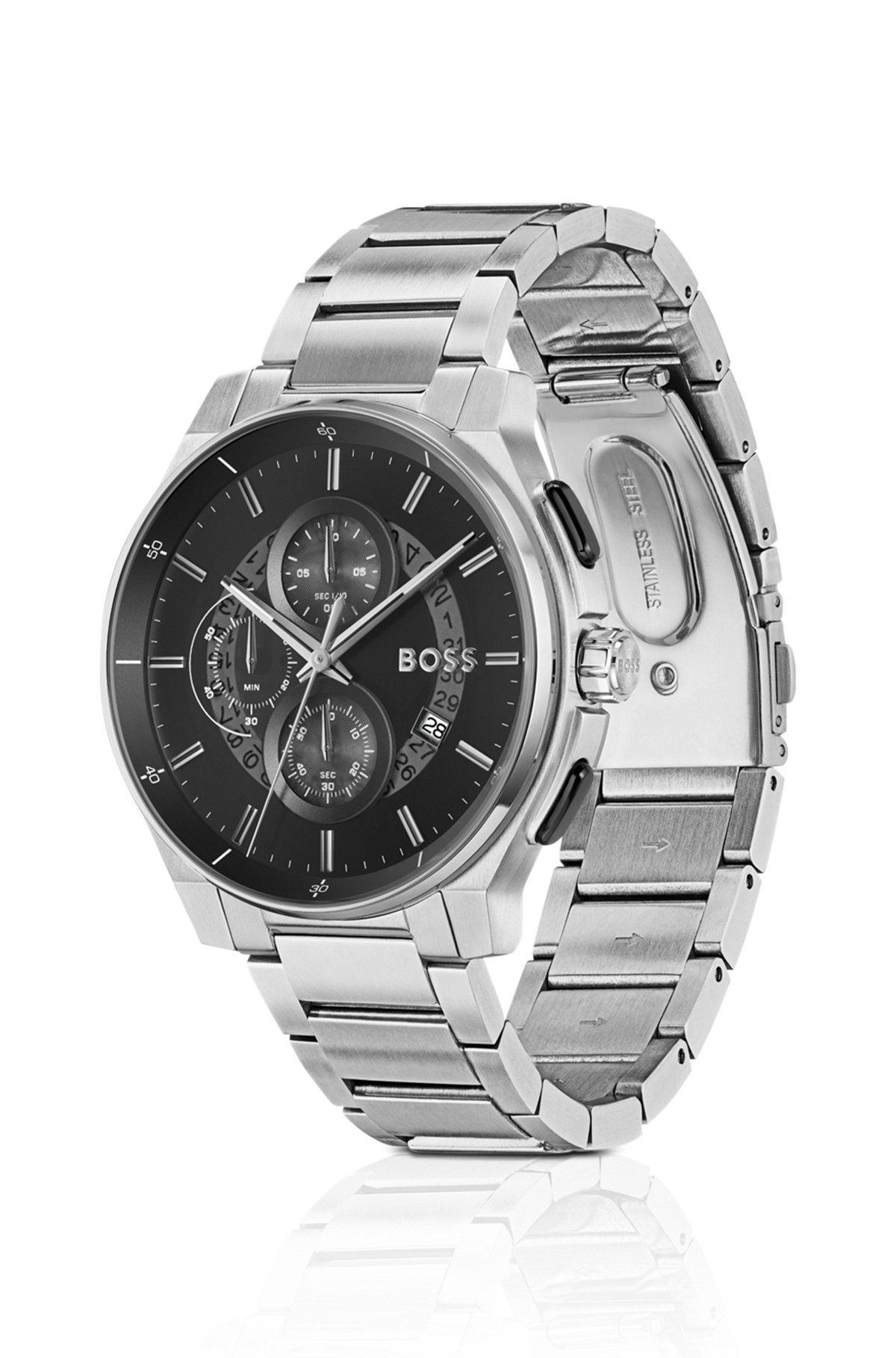 Stainless-steel chronograph watch with transparent dial Product Image