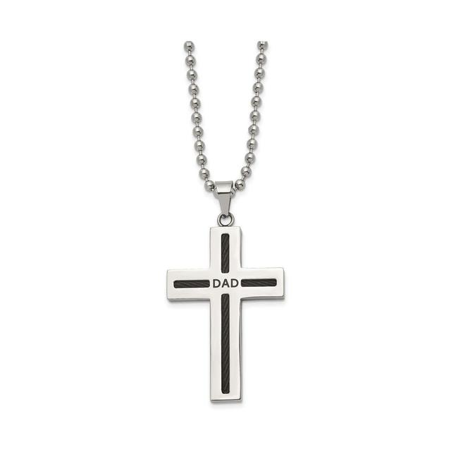 Chisel Black Ip-plated Cable Dad Cross Pendant Ball Chain Necklace Product Image