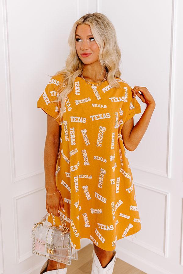 School Spirit Sequin Embroidered Mini Dress in Texas Rust product image