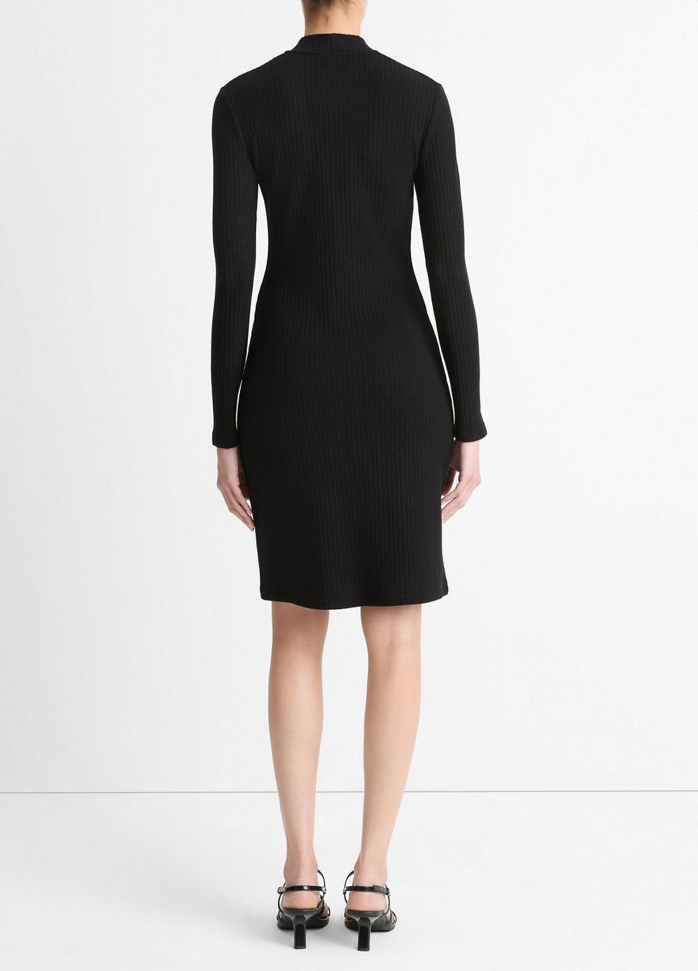 Ribbed Long-Sleeve Short Dress Product Image