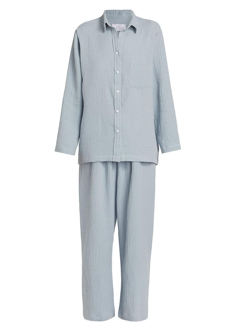 Womens Angel Cotton Gauze Long 2-Piece Pajama Set Product Image