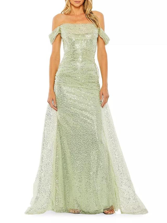 Sequined Off-The-Shoulder Gown Product Image