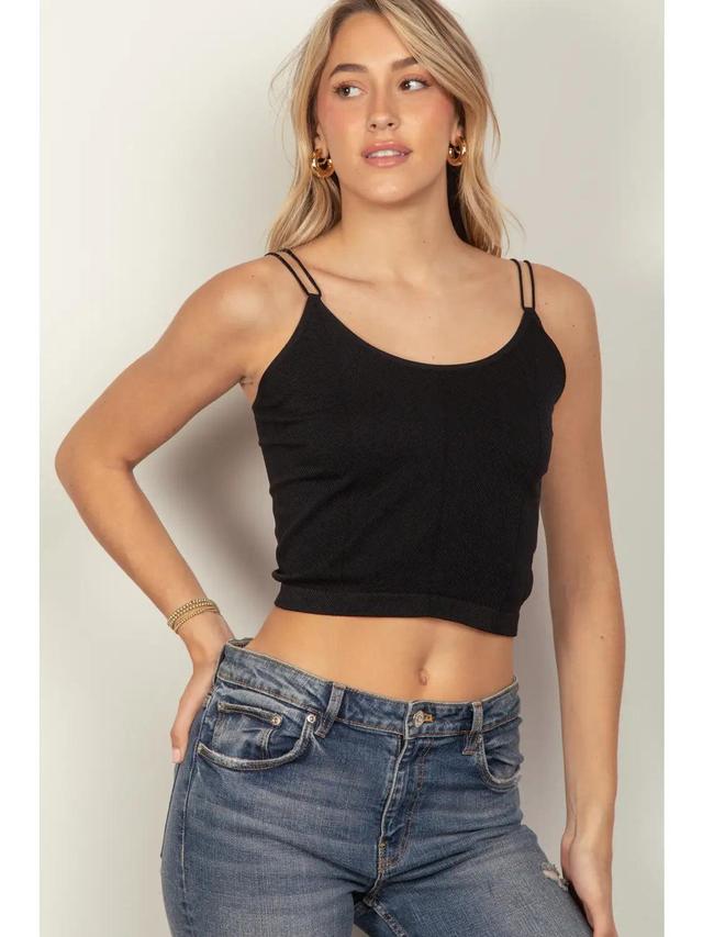 Soft Stretchy Double Strap Slim Fit Cropped Tank Top Female Product Image