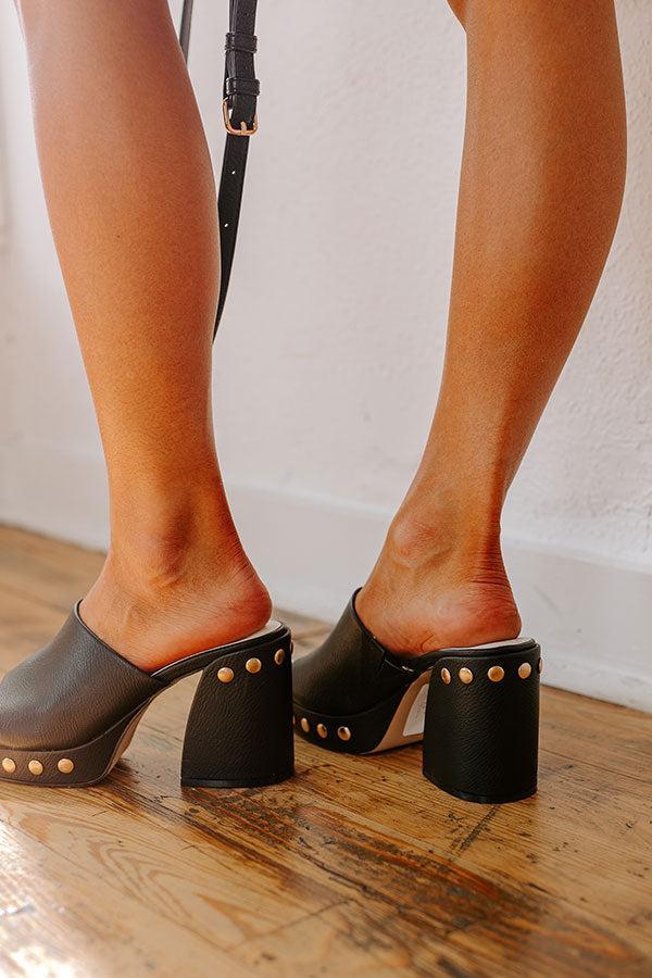 The Hadley Faux Leather Heel in Black Product Image