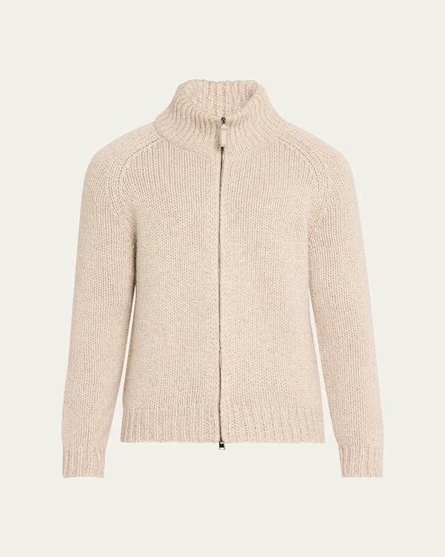 Mens Cashmere Mouline Zip Sweater Product Image