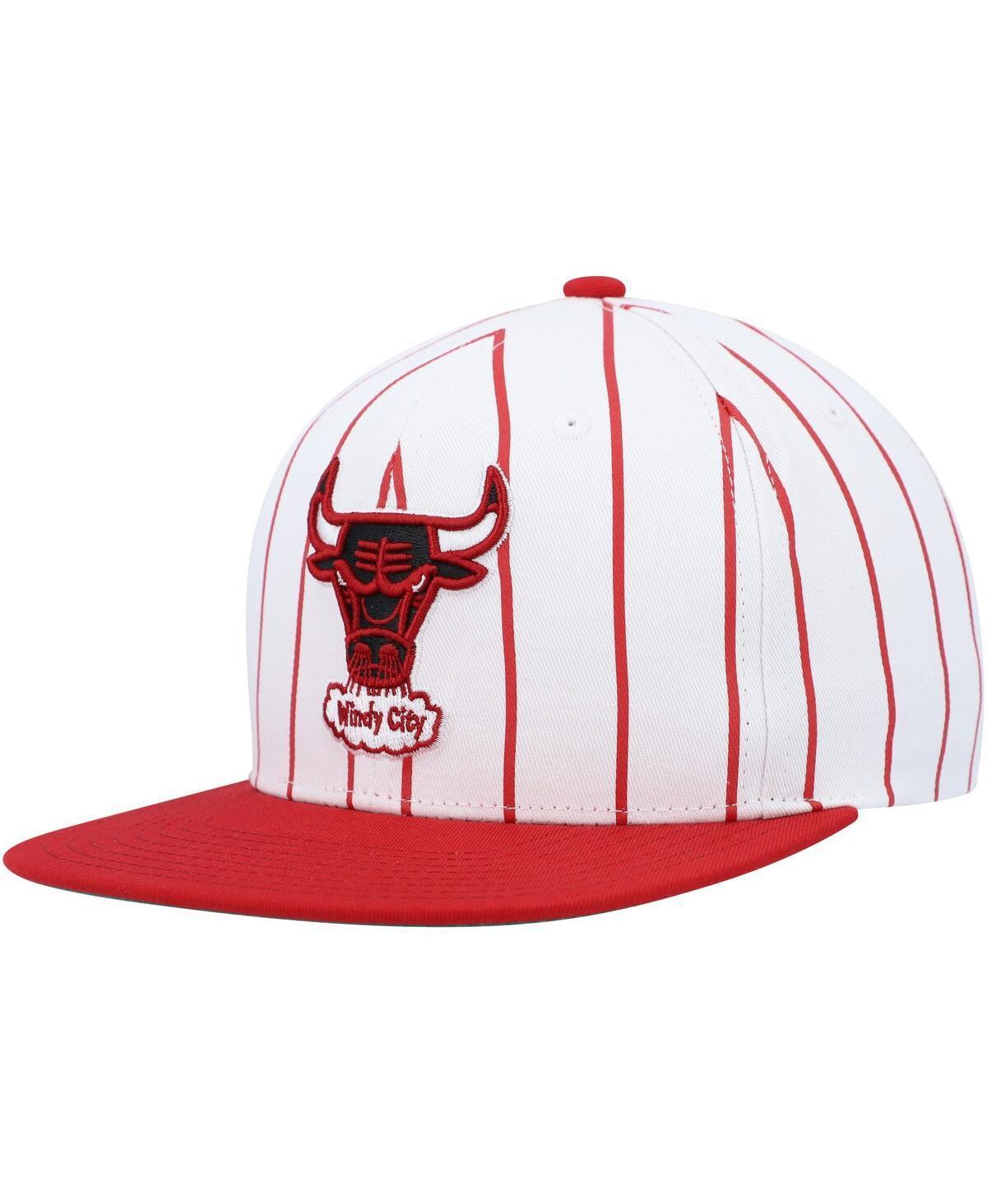 Mens Mitchell & Ness White Chicago Bulls Hardwood Classics Pinstripe Snapback Hat Product Image