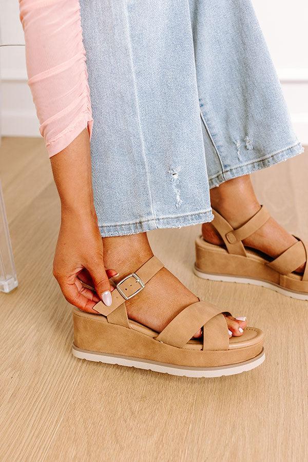 The Madison Faux Nubuck Wedge in Tan Product Image