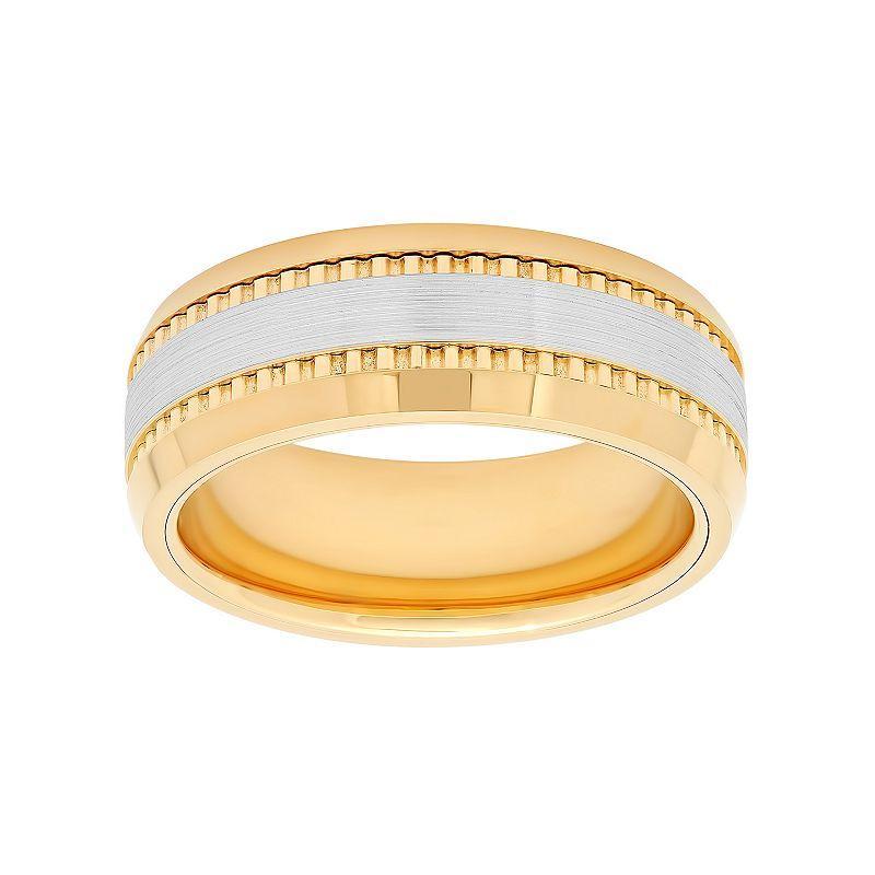 Mens Two Tone Cobalt Grooved Wedding Band Yellow Product Image