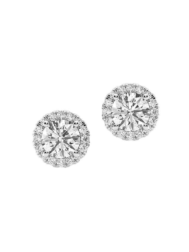 Womens 14K White Gold & 2.42 TCW Lab-Grown Diamond Halo Stud Earrings Product Image