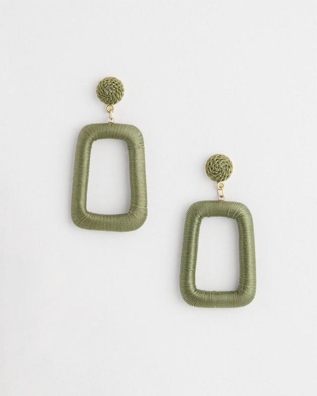 No Droop Green Square Hoop Earring   Chico's - Spanish Moss - Women Product Image