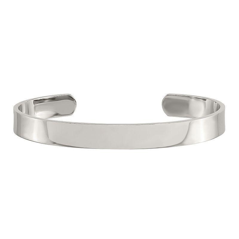 Mens Stainless Steel Polished Cuff Bracelet, White Product Image