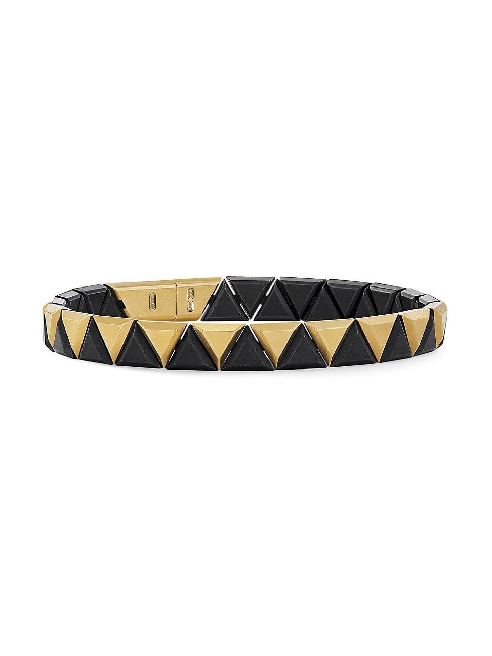 Mens Faceted Link Triangle Bracelet in Black Titanium Product Image