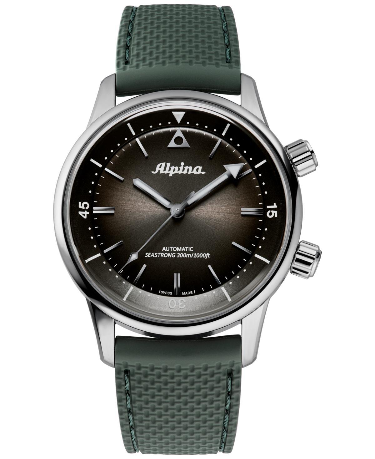 Alpina Mens Swiss Automatic Seastrong Diver Green Rubber Strap Watch 42mm Product Image