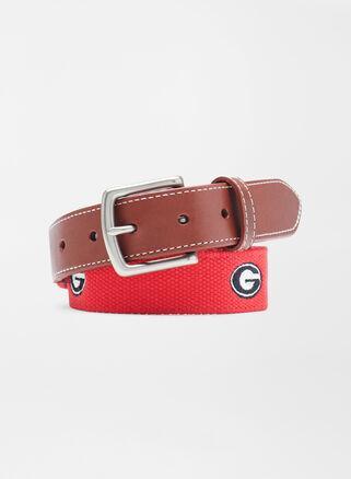 Peter Millar Mens Georgia G Logo Belt | Color: Red | Size: 40 | UGA Product Image