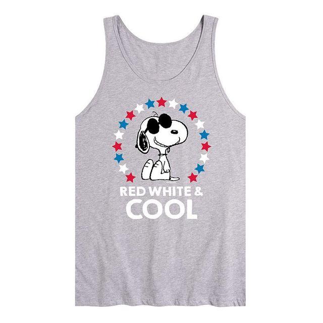 Mens Peanuts Snoopy Red White And Cool Americana Graphic Tank Med Grey Product Image