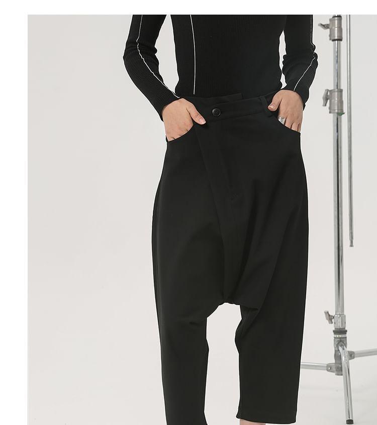 High Rise Plain Crop Harem Pants Product Image