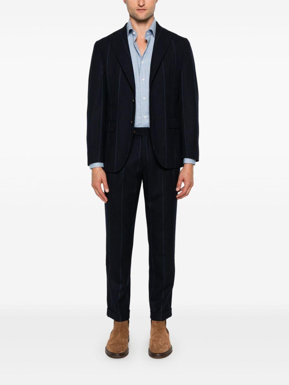 Pinstripe Single-breasted Suit In Blue Product Image