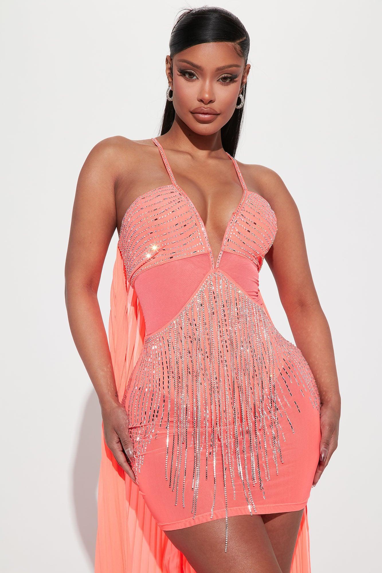 Dancing All Night Embellished Maxi Dress - Pink Product Image