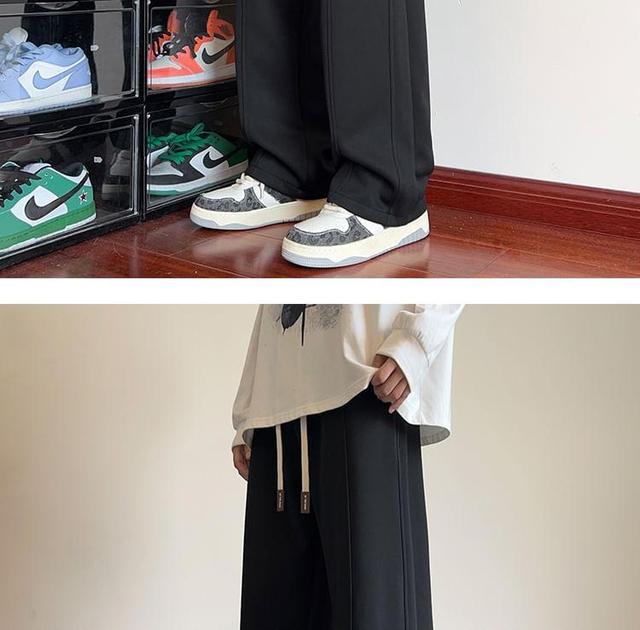 Mid Waist Plain Wide Leg Pants Product Image