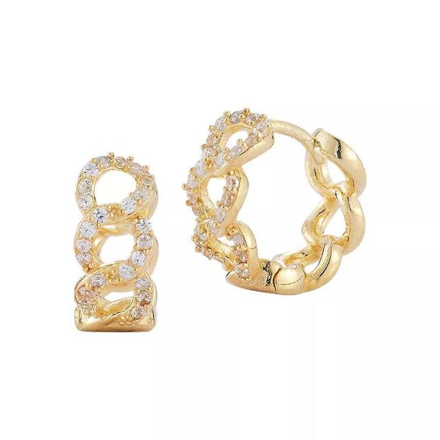 Sunkissed Sterling Small Cubic Zirconia Curb Hoop Earrings, Womens, Gold Tone Product Image