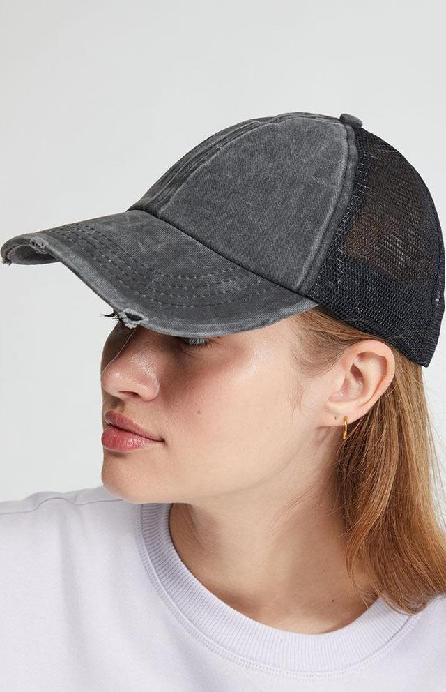 PacSun Womens Distressed Trucker Hat - Black Product Image