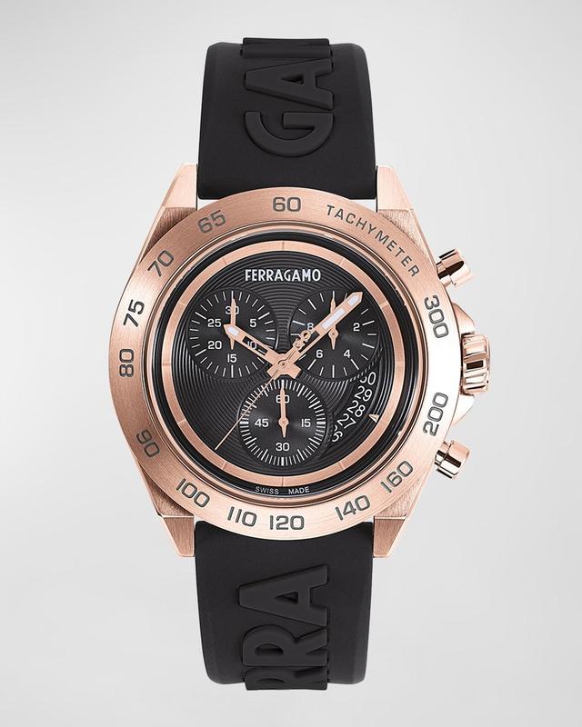 FERRAGAMO Chronograph Silicone Strap Watch, 43mm Product Image