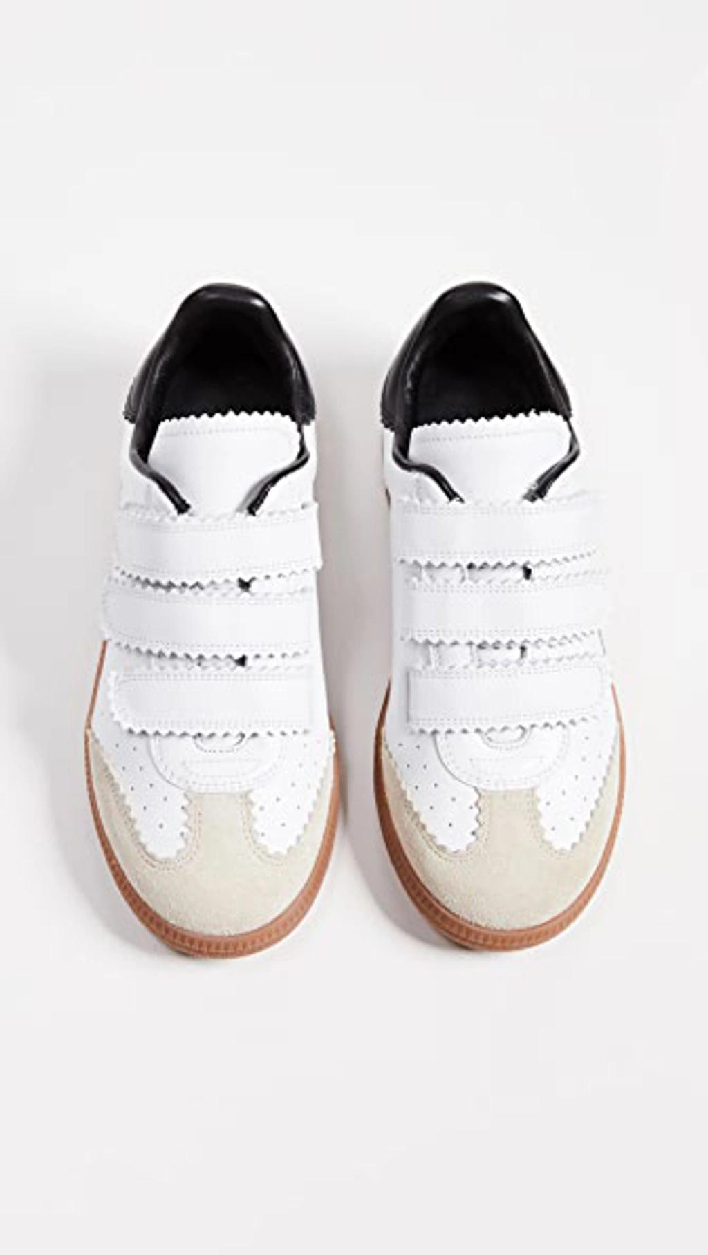 ISABEL MARANT Bryce Suede-trimmed Perforated Leather Sneakers In White Product Image