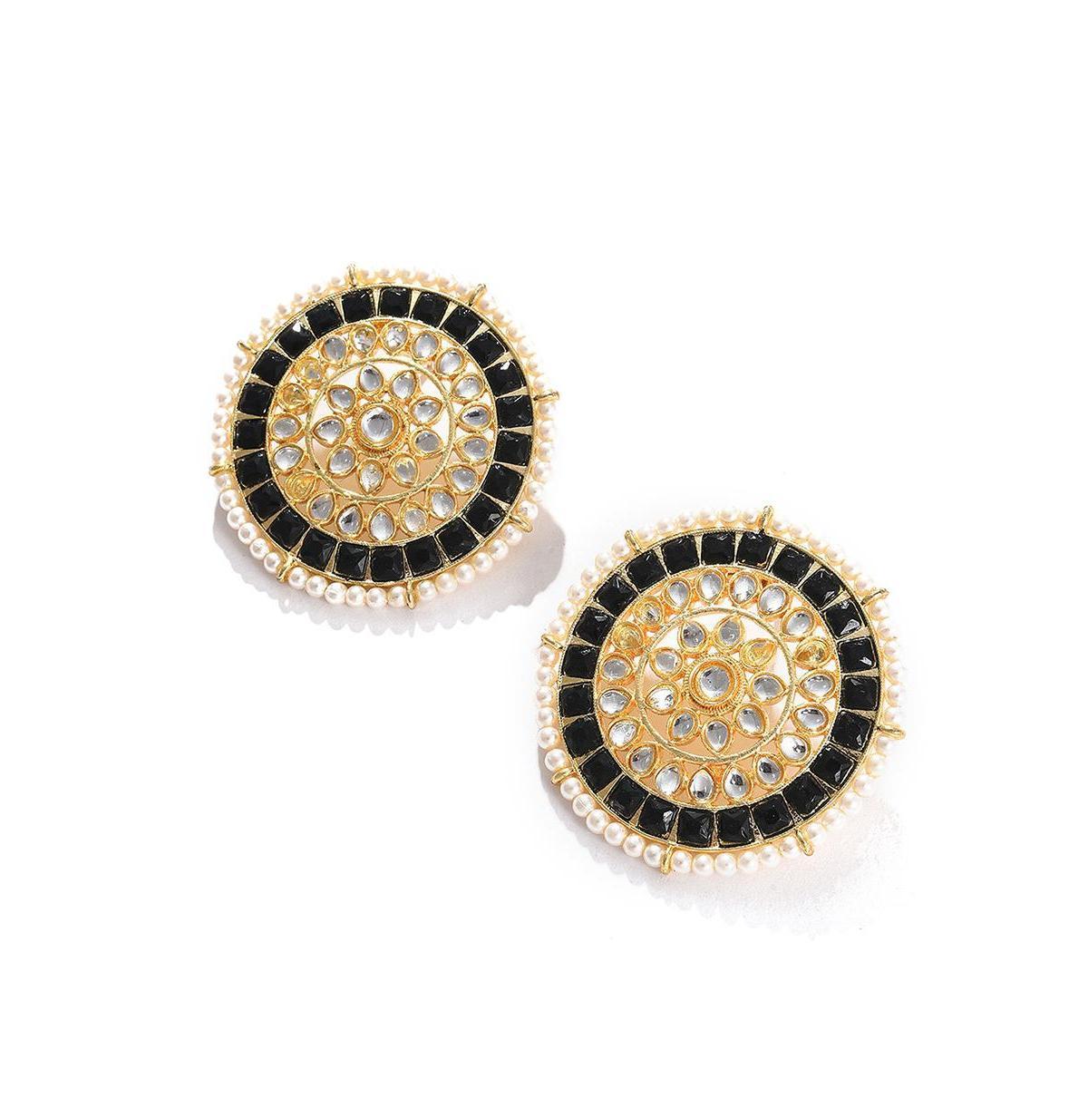 Sohi Womens Black Stone Stud Earrings Product Image