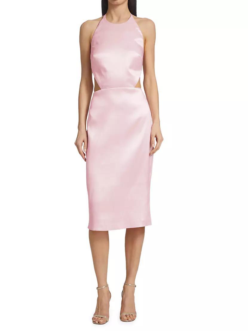 Clotilde Satin Waist Cut-Out Dress Product Image