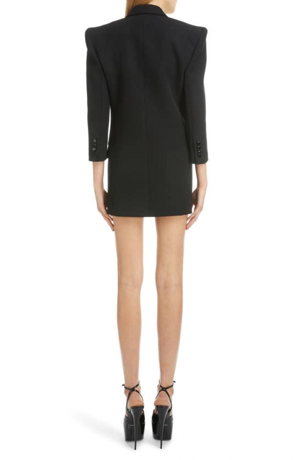 Double Breasted Wool Blazer Minidress In Noir Product Image