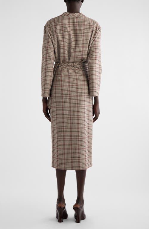 DRIES VAN NOTEN Darminas Check Draped Wrap Dress In Beige Product Image