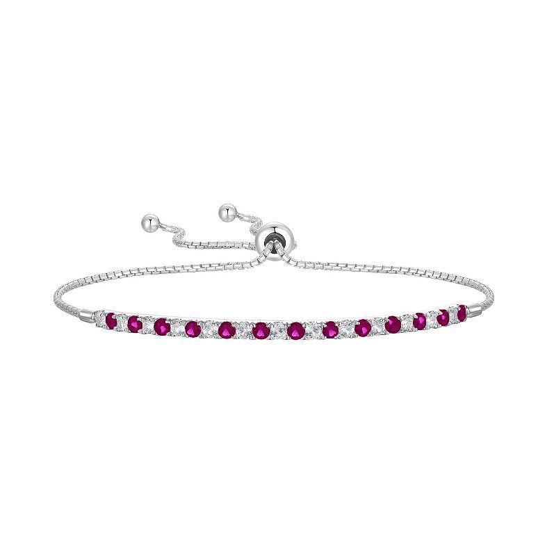 Sterling Silver Lab-Created Ruby & White Sapphire Bracelet, Womens Product Image