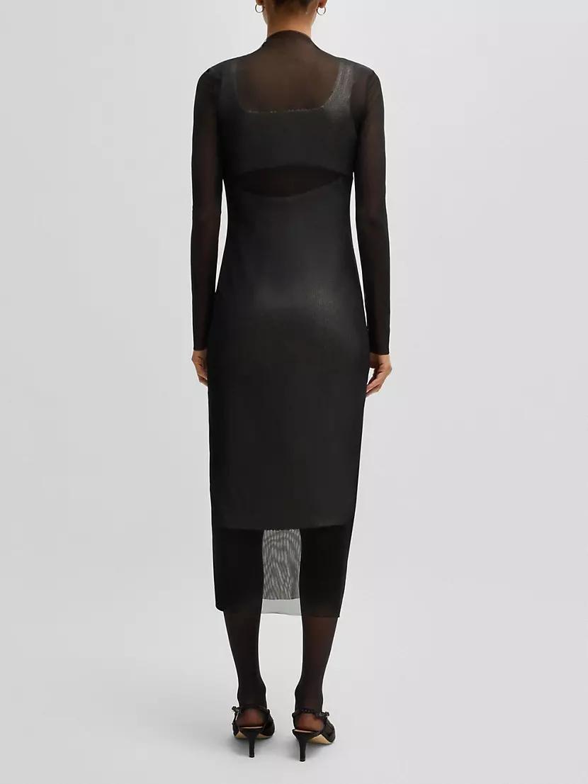 Stretch-Mesh Dress with Sequinned Underlayer Product Image