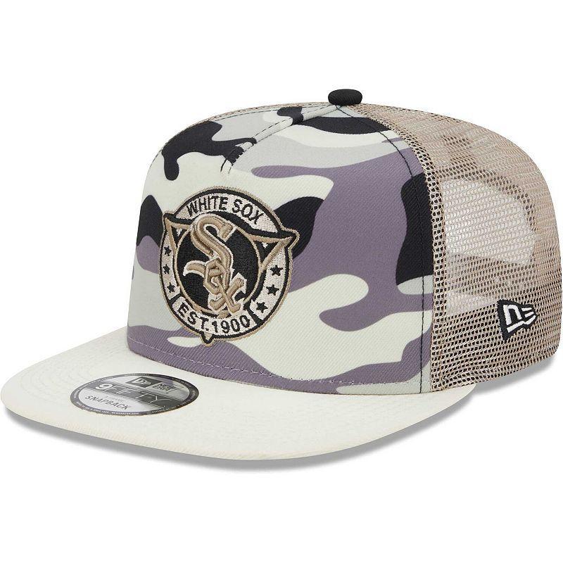 Men's New Era White Chicago White Sox Chrome Camo A-Frame 9FIFTY Trucker Snapback Hat Product Image