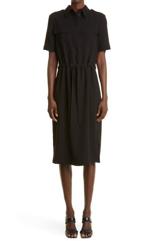 St. John Collection Drawstring Waist Crepe Midi Shirtdress Product Image